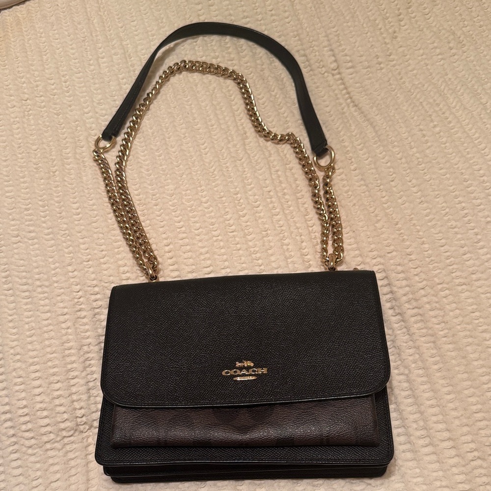 Coach Black Crossbody Bag with Gold Chain